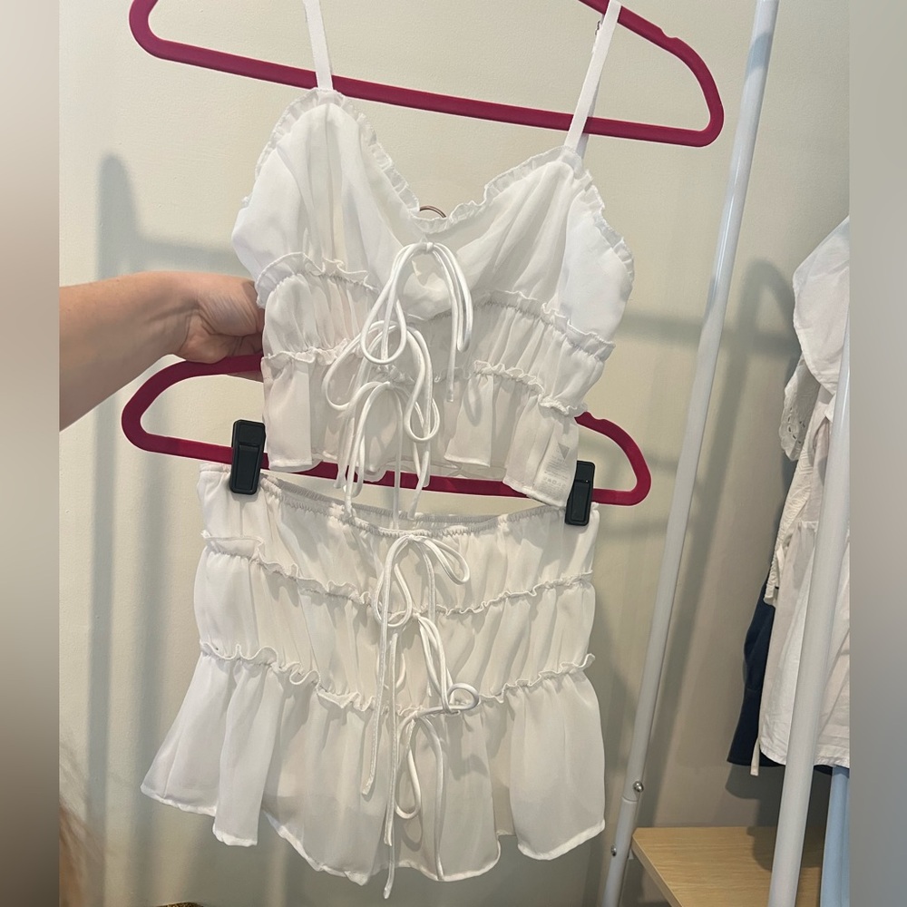 Ruffle bow two piece co-ord top and skort set